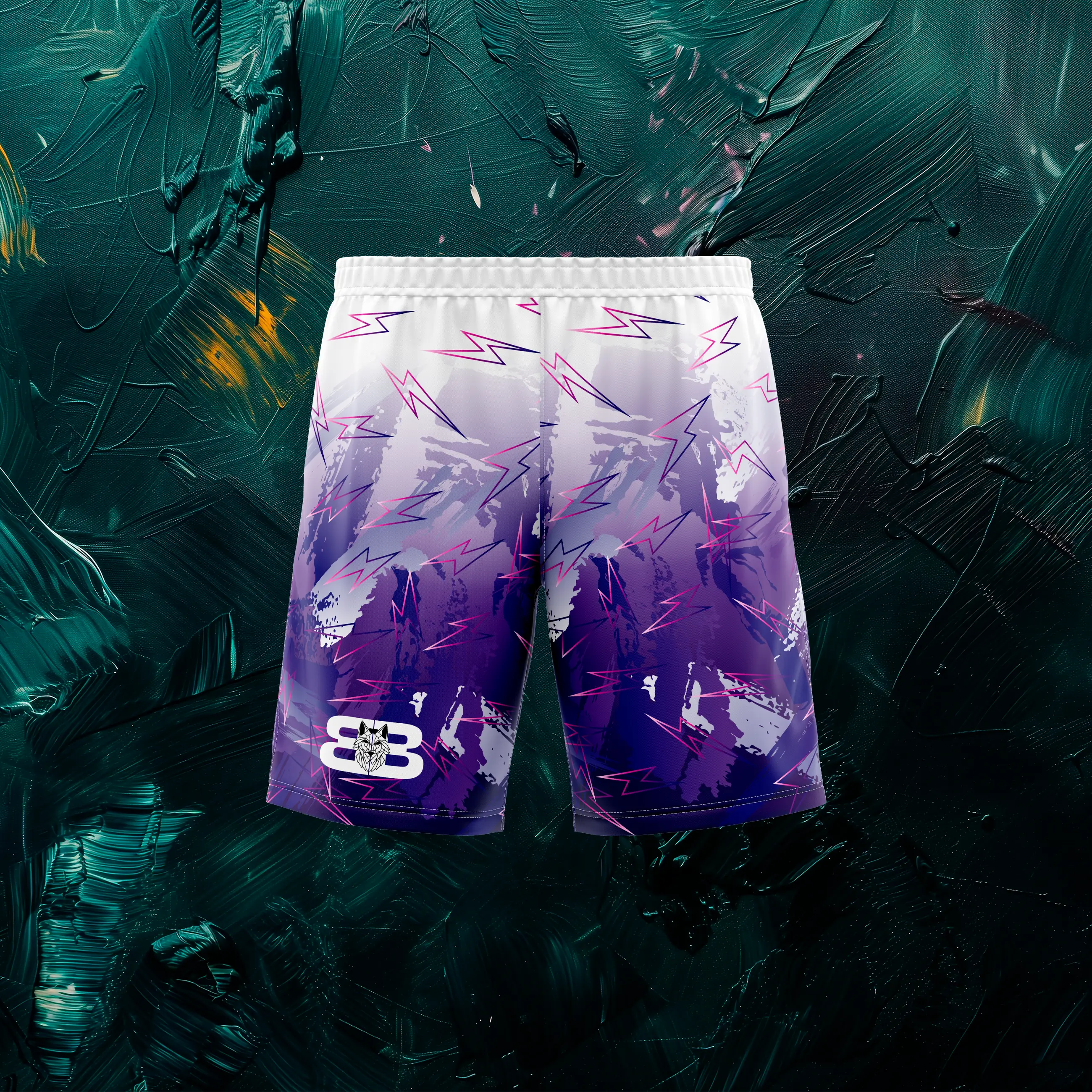 BLACKBORZ - BB PURPLE/WHITE SHORTS BLACKBORZ